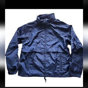 Vintage Eddie Bauer Sac Jac Wind Rain Jacket Vented Blue Men's Size Medium Pack